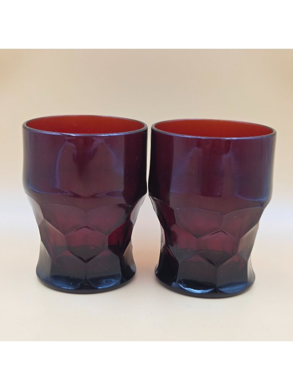 Anchor Hocking Georgian Ruby Red Glass 9 Oz Flat Tumbler Set of 2